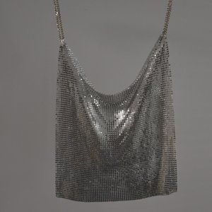 Nasty Gal Silver Chainmail Cowl Strap Halter Top